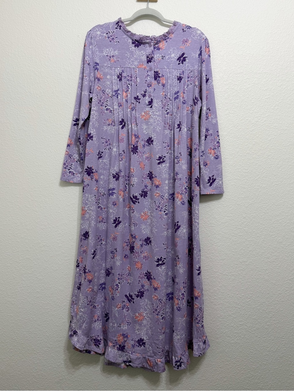 Y2K Cottagecore Cotton Floral Print Lace Long Sleeve Nightgown LP